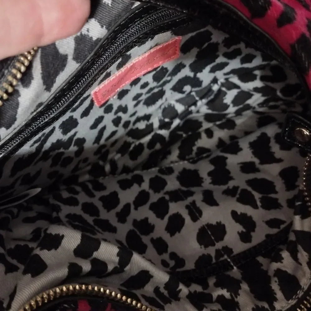 Betsey Johnson Hottie Spottie velour hobo bag